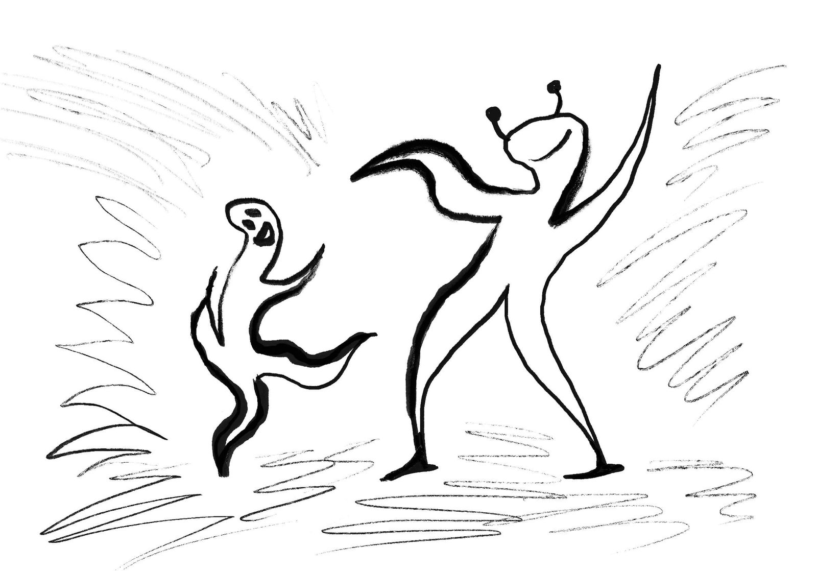 A sketch inspired by the quarry, crayons